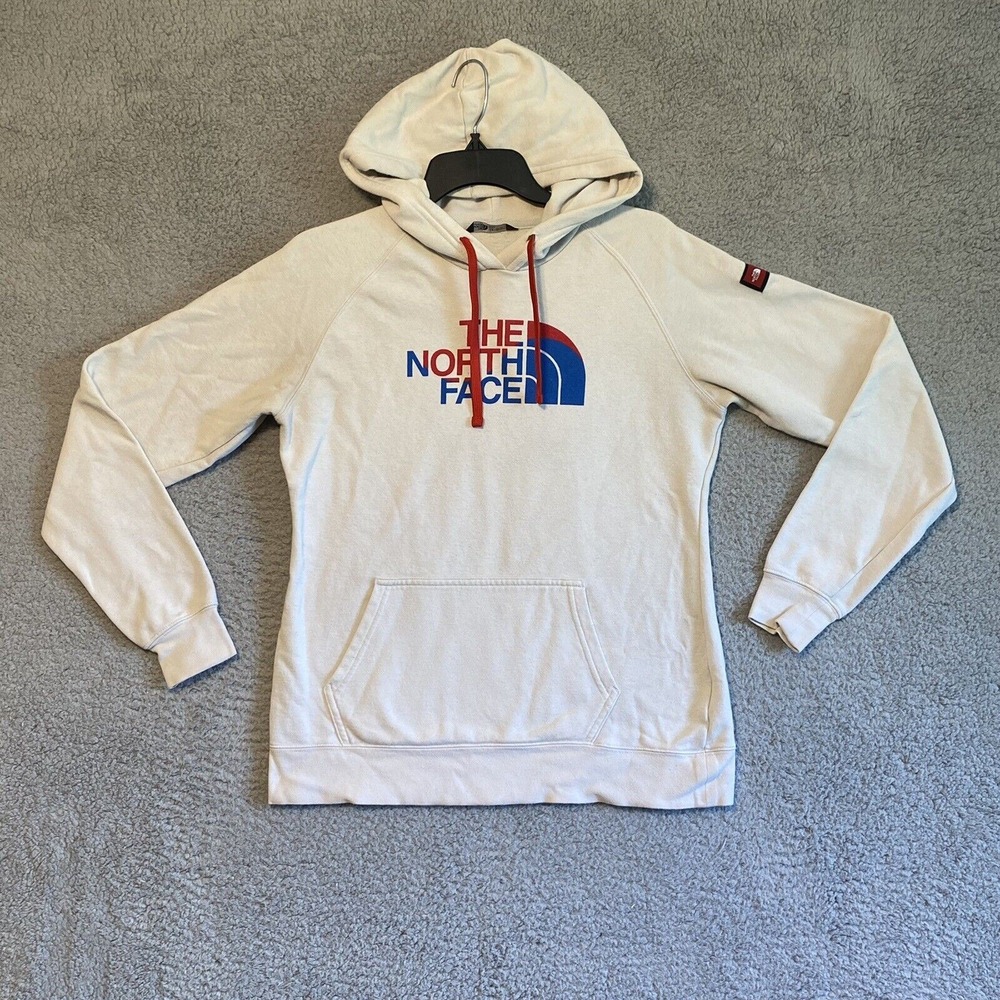 The North Face Womens Cream Logo Hoodie Sweatshirt Size M Medium